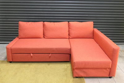 新北二手家具 百豐悅 台北二手傢俱-二手 沙發 橘紅色 230公分 沙發床 休閒 L型沙發 鶯歌二手家具 南港二手家具