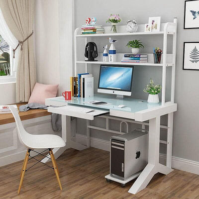 現貨：電腦桌床上家用書桌宿舍學生寫字桌書架帶書櫃一體臥室