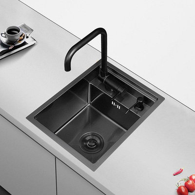 廚房水槽隱藏式水槽304不銹鋼單槽小號吧台洗菜盆黑色迷你島台洗手池隱形