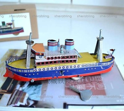(TOYS-C__0096) 兒時回憶發條鐵皮玩具 出口經典懷舊禮品 復古客船 遊船