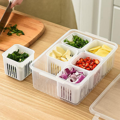 444Z批發廚房蔥姜蒜收納盒冰箱冷凍分格備菜專用香菜蔥花保鮮盒瀝