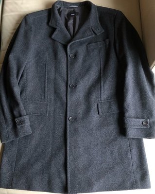 [品味人生] 保證正品 HUGO  BOSS  黑色  黑標 厚  防寒外套 大衣  size 56 適合XXL 特價
