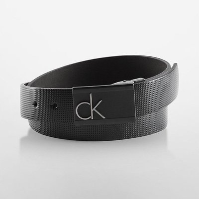 美國百分百【Calvin Klein】CK 男款 真皮 皮帶 兩用 腰帶 2way 黑色 logo 配件 打折 G289