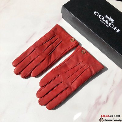 潮品爆款COACH 寇馳 豐富層次感 隱形墊片 紅色時尚保暖羊毛手套-雙喜生活館