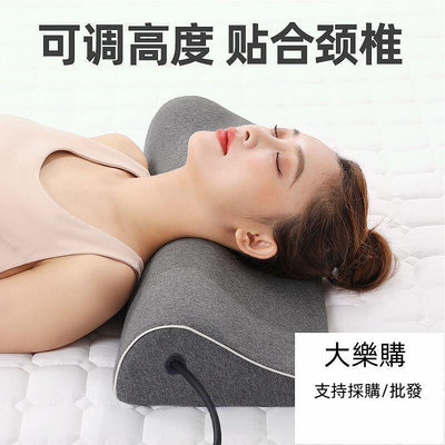 廠家出貨頸椎枕頭按摩枕 睡覺專用 加熱牽引勁椎按摩枕 熱敷非修復 充氣助睡眠圓柱護頸枕