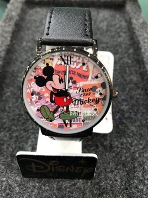 [時間達人] 迪士尼兒童錶 Disney授權 台灣製造 經典米奇米妮復古黑色皮帶錶