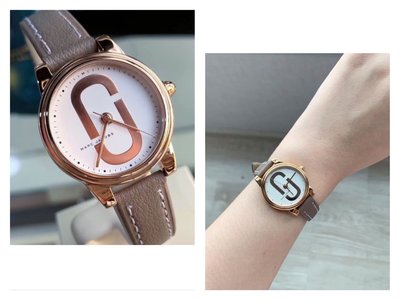 MARC BY MARC JACOBS 白色錶盤 棕色皮革錶帶 石英 女士手錶MJ1581腕錶