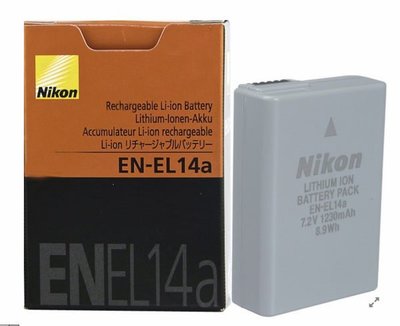 全新《完整盒裝》NIKON EN-EL14a 大容量 1230mah 原廠鋰電池  EN-EL14 a
