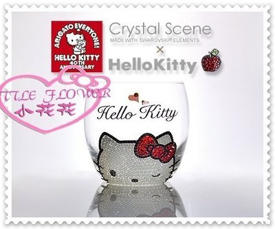 小花花日本精品♥ Hello Kitty x Crystal Sce  施華洛世奇 玻璃杯/香檳杯 大臉11260806