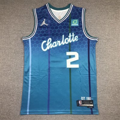 NBA 2022 新款 NBA球衣 夏洛特 黃蜂隊 2# 鮑爾 藍色 75週年 城市版 籃球衣 運動球衣