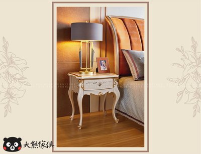 【大熊傢俱】CVJ H9801 極簡古典灰床頭櫃 法式 輕奢 歐式 收納櫃 床邊櫃