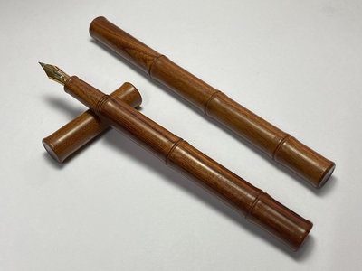木質竹節造型鋼筆 搭配日本製箭型筆尖
