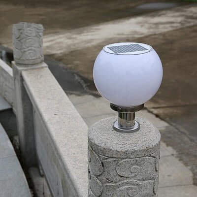 新款推薦 實用高品質 太陽能燈亞克力塑膠柱頭燈白色圓球形LED戶外門柱燈小區別墅牆頭防水路-可開發票
