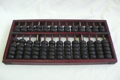黑色小館(旗10)～正老件~早期木製算盤 (約高2.5公分.寬公25x12.5分)
