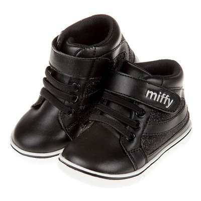 童鞋(13.5~15.5公分)Miffy米飛兔閃亮黑色寶寶皮革靴L9W017D
