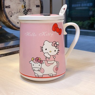 KITTY可愛KT貓陶瓷杯女學生喝水杯創意凱蒂貓馬克杯帶蓋勺咖啡牛奶韓版