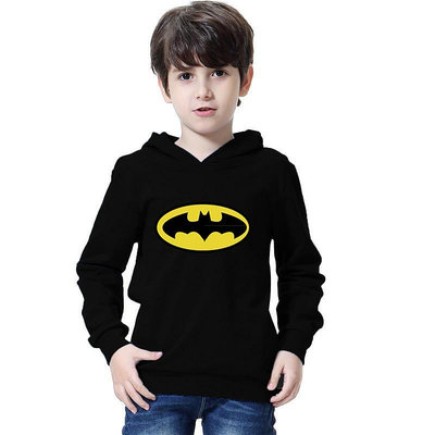 兒童超人蝙蝠俠標誌衣服batman運動休閒加絨衛衣男童連帽套頭上衣學生衣服秋冬