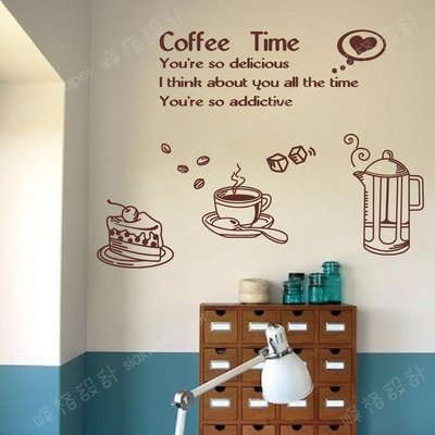 峰格壁貼〈點心時刻/C056M〉 M尺寸賣場 下午茶 蛋糕 咖啡 簡易黏貼 咖啡店 璧貼 牆貼 窗貼