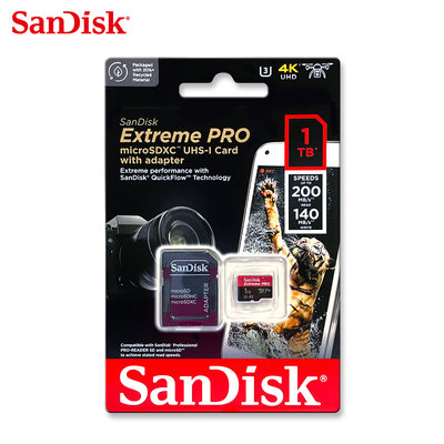 SANDISK Extreme PRO 1TB A2 V30 microSD U3 記憶卡 (SD-SQXCD-1TB)