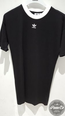 POMELO柚 Adidas Originals 黑 黑白 大logo 長版上衣 連身裙 洋裝 女 DH3184