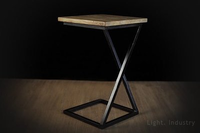 【輕工業家具 】復古實木鐵框方形邊桌-X型Z字工業風設計鐵管電腦桌茶几方桌小餐桌