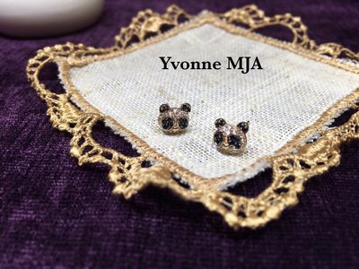 Yvonne MJA 珠寶首飾品 精巧 可愛 熊貓 造型 水晶 14K 耳環 耳飾