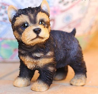 日本進口 限量品 站立約克夏犬造型擺飾 可愛小狗狗模型藝術品庭園房間樹脂擺件