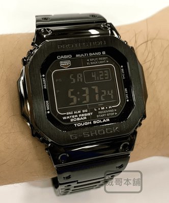 【威哥本舖】G-Shock 全新不鏽鋼改裝實品 DW-5600改裝 太陽能電波 GW-M5610BC 已改含錶（全黑）