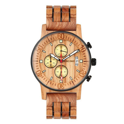 [當日出貨] DODO DEER 橄欖木男士木頭手錶多功能夜光訂製logo wood watch J3EY