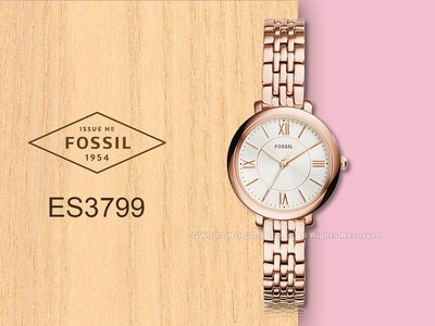 FOSSIL手錶專賣店 國隆 ES3799 簡約石英女錶 不銹鋼錶帶 玫瑰金 生活防水 羅馬數字