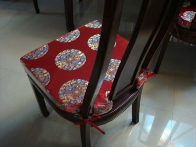 後凹角 絲綢紅木餐椅墊 訂做 ~~織 室 家 坐墊的專家~~