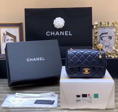 [二手]Chanel Flap Bag 新款金屬球包金珠CF方胖子 AS1786深藍