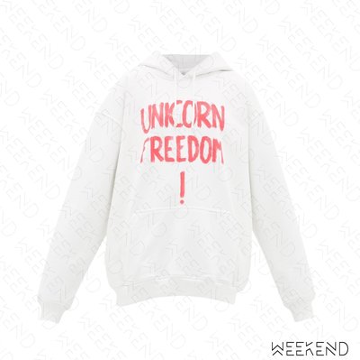 【WEEKEND】 VETEMENTS Unicorn Freedom 衛衣 帽T 可當洋 白色 20春夏