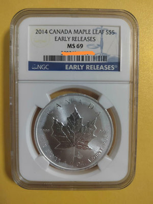 2014加拿大楓葉銀幣1盎司NGC69，把玩品，品相如圖。不