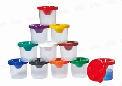 【愛玩耍玩具屋】USL遊思樂 防溢出水彩洗筆杯 / 防溢出水彩容器(10色,10pcs) / 袋