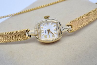 《寶萊精品》Longines 浪琴金白方型手動女子錶