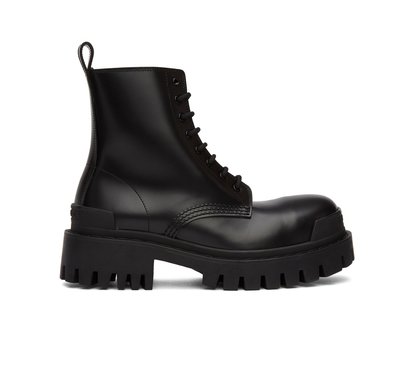 [全新真品代購-F/W21 SALE!] BALENCIAGA 黑色皮革 厚底 靴子 / 短靴 (巴黎世家)