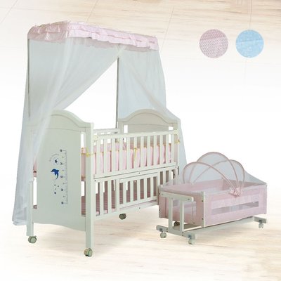 【在地人傢俱】22 Z便宜購-9802白粉色/白藍色雙色3.8尺嬰兒床/嬰兒搖籃/寶寶床台 ZSH310-1