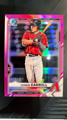 2021 Bowman Chrome Corbin Carroll 限量199 粉紅亮 新人 RC  球員卡 Refractor