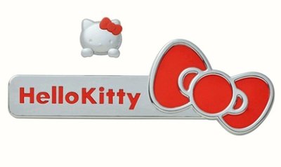 牛牛ㄉ媽※日本進口版正版商品 日本SEIWA商品Hello Kitty徽章貼紙 凱蒂貓汽車徽章貼紙 摩托車裝飾貼 紅色蝴蝶結款