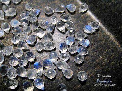 印度輕珠寶手工珠.天然斯里蘭卡近玻璃體藍月光石切面水滴珠【F3035】約5~6mm手作DIY飾品材料《晶格格的多寶格》
