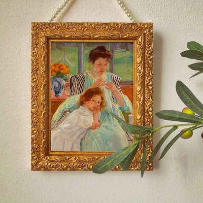 母與子歐式小眾藝術復古裝飾畫人物客廳玄關壁爐臥室掛畫背景墻畫~努努小鋪