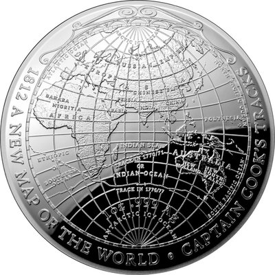 【海寧潮現貨】澳大利亞2023年1812年新世界地圖曲面精制紀念銀幣