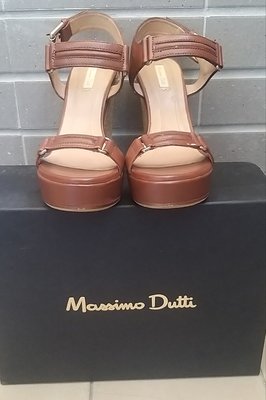 西班牙 MD 高端奢華 品牌 Massimo Dutti 牛皮 厚底 楔型鞋 EUR 37號 總高 12cm 599元起