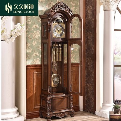 熱銷 德國赫姆勒歐式機械落地鐘客廳別墅擺鐘中式復古立式鐘表實木古典可開發票