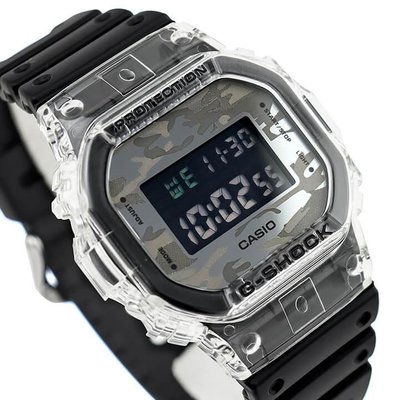 【金台鐘錶】CASIO卡西歐G-SHOCK (半透明x黑迷彩) 耐衝擊構造 防水200米 DW-5600SKC-1