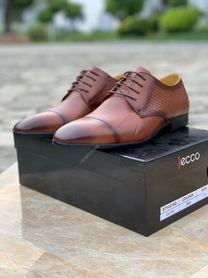 ~ECCO新款男士皮鞋男新款正裝皮鞋商務皮鞋男 023198 男皮鞋 棕色38-43
