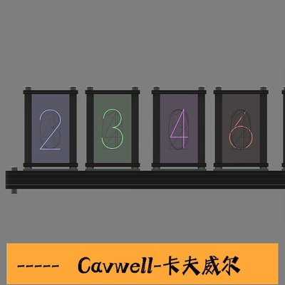 Cavwell-擬輝光管朋克rgb電子時鐘創意個性diy藝術生日禮物男友桌面擺件-可開統編