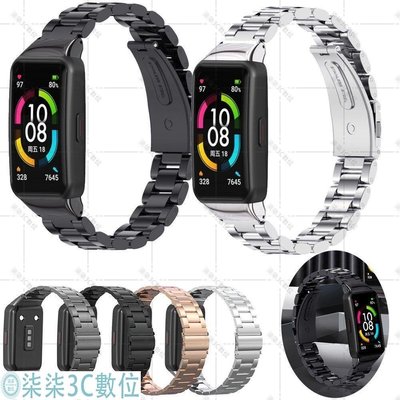 『柒柒3C數位』適用於華為 band 6 智能腕帶的不銹鋼錶帶, 適用於 Huawei Honor band 6 手鍊替換錶帶金屬