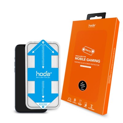 【免運費】hoda【iPhone 12 系列】手遊專用霧面磨砂防眩光黑框滿版玻璃保護貼(附貼膜神器)